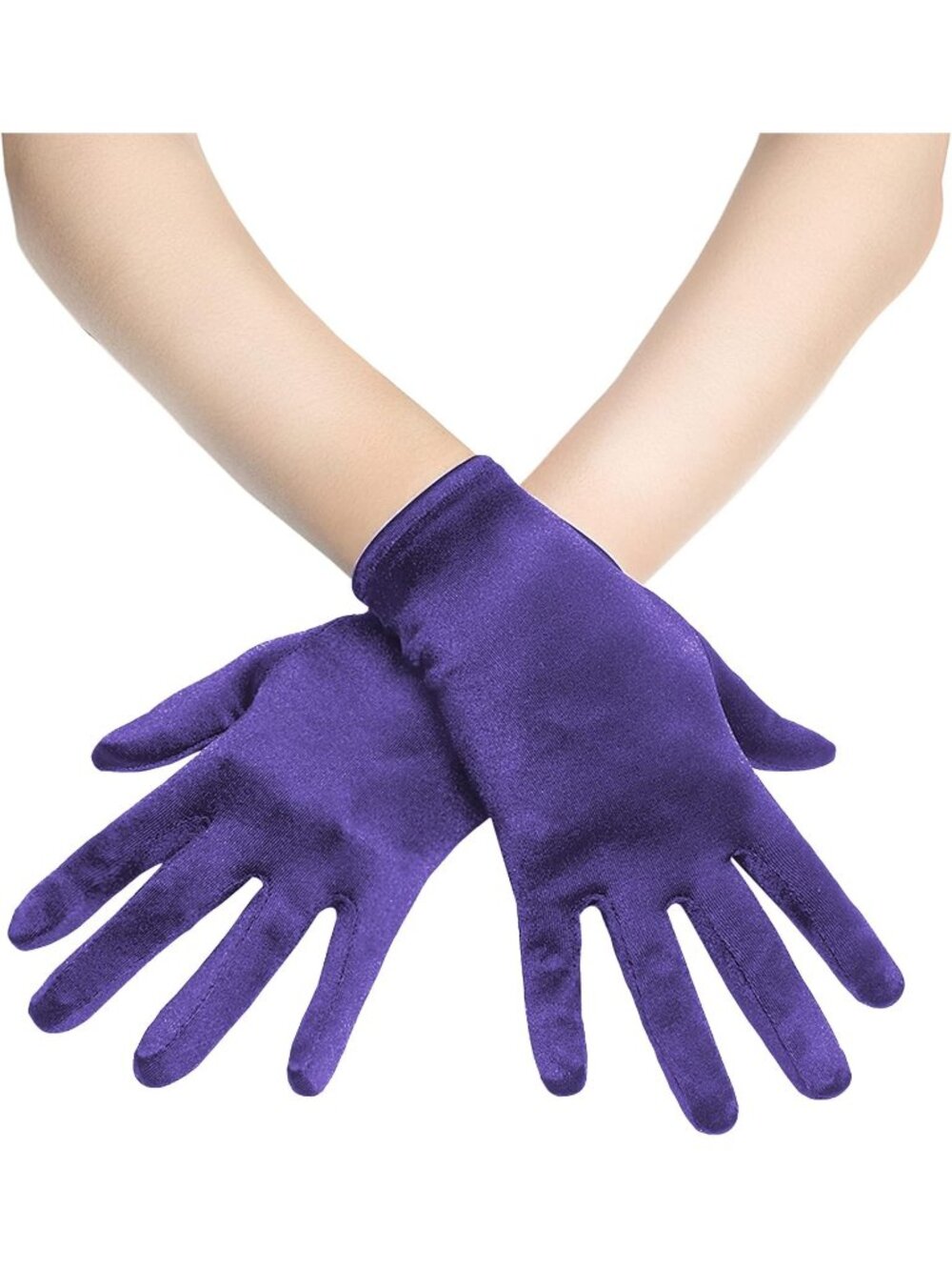 Women's Purple 1920s Bridal Tea Party Wedding Short Satin Opera Gloves